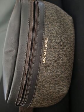 Michael Kors Brown Logo Belt Bag with Gold Hardware